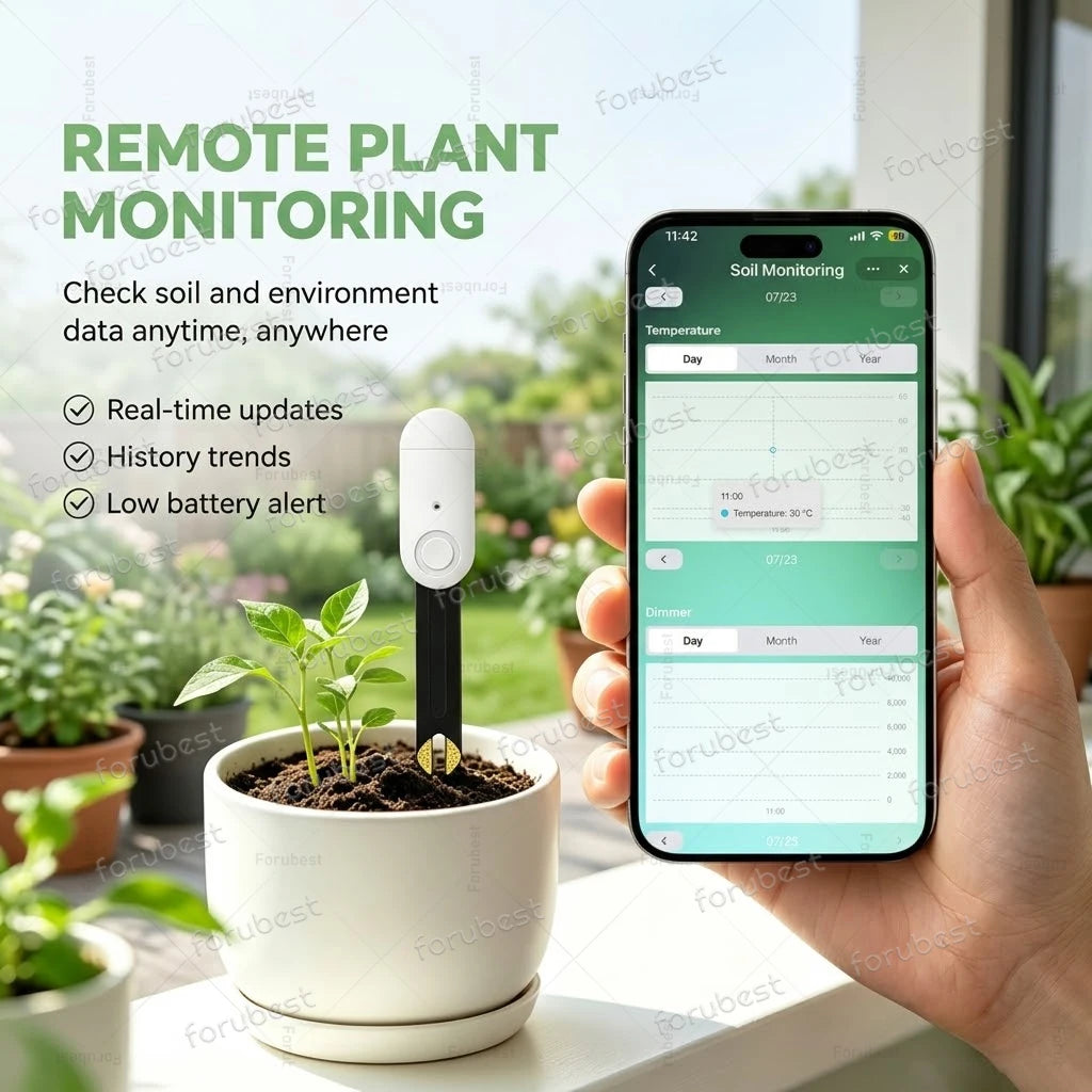 Smart Zigbee Soil Moisture Sensor Temp Humidity Light Fertility Meter Thermo Hygrometer Garden Automation Irrigation Detector