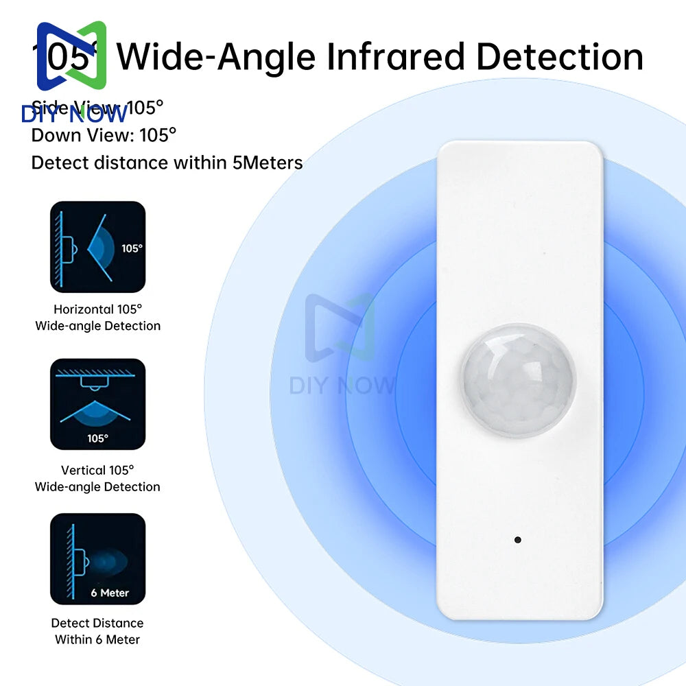 Tuya Smart WIFI Zigbee Human Motion Sensor Wireless PIR Infrared/Presence Sensing Motion Detector without Battery