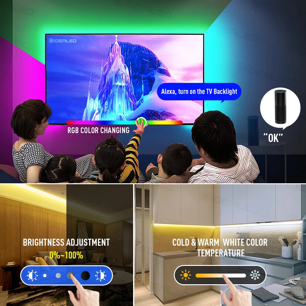 Smart Zigbee 3.0 Controller Dimmable LED 5M RGBCCT LED Light Strips Compatible Zigbee HUB Bridge,Echo plus Atmosphere Lighting