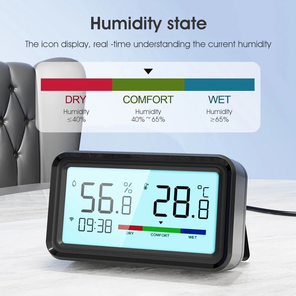 Zigbee Weather Station Digital Thermometer Room Tuya Smart Hygrometer Electronic Table Clock Temperature and Humidity Sensor