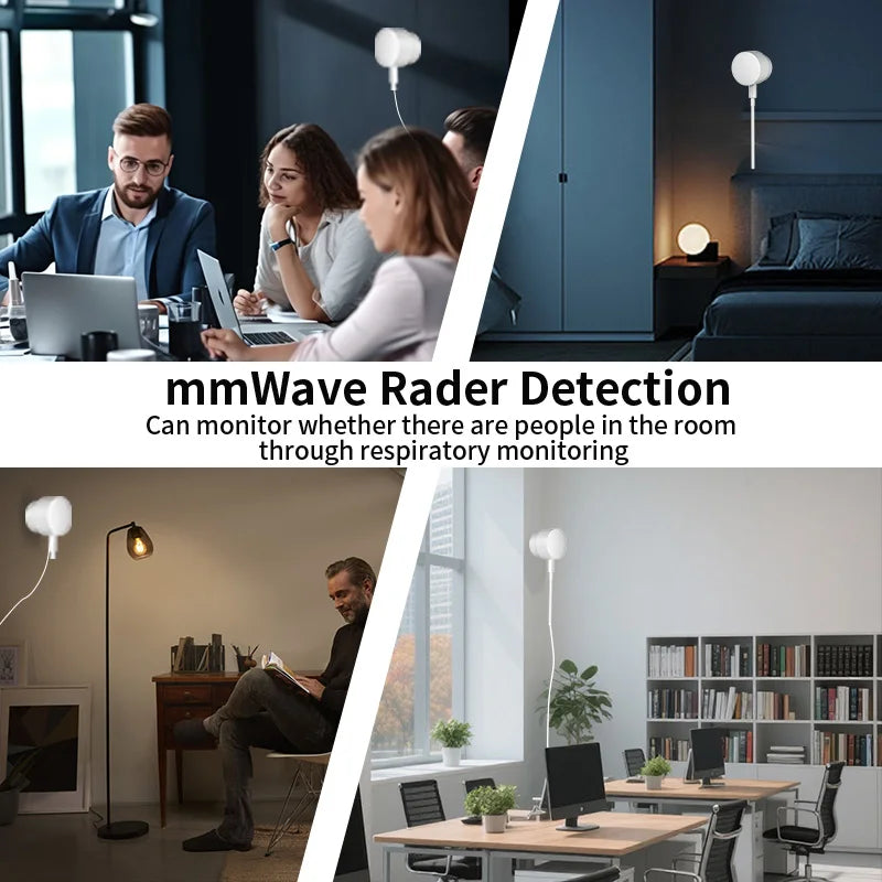 Smart Human Presence Sensor 24G Mmwave Radar 20Ft Motion Sensor / 15Ft Static Detection for Zigbee Alexa Google Assistant Voice