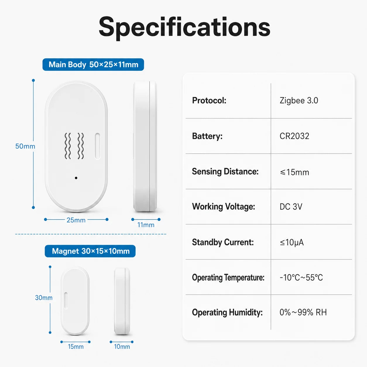Tuya Zigbee Vibration Door Window Sensor Smart Door Contact Sensor Smart Life Home Assistant Zigbee2Mqtt App Open Close Alert