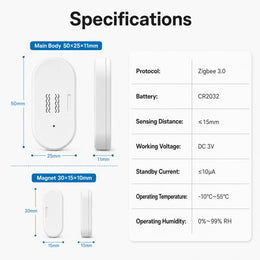 Tuya Zigbee Vibration Door Window Sensor Smart Door Contact Sensor Smart Life Home Assistant Zigbee2Mqtt App Open Close Alert