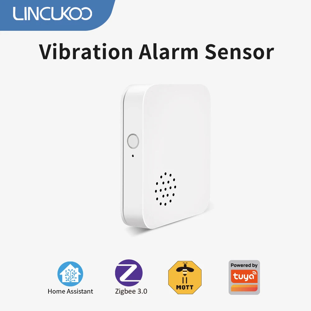 Tuya Zigbee3.0 Smart Vibration Alarm Sound Alert on Shock/Movement Detection, Home Assistant Compatible Security Sensor