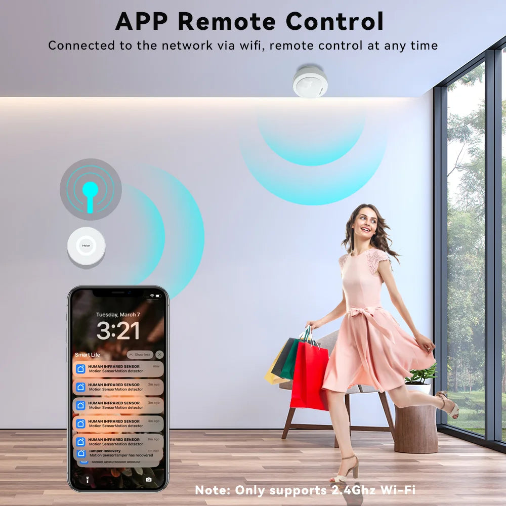 Zigbee Motion Sensor Human Body Sensor Movement Infrared Wireless Connection Smart Home Work with Tuya Smart Life Need Hub