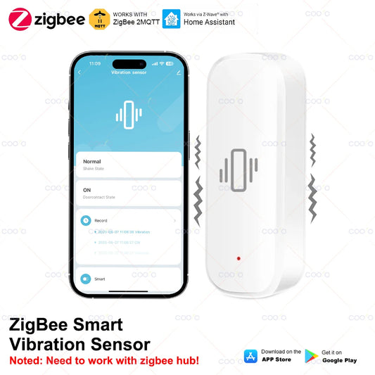 Smart Vibration Sensor Zigbee Sensor Monitor App Control Security Protection Zigbee Sensor Motion Shock Alarm Support Z2M