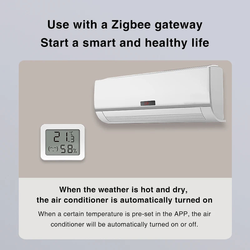 Tuya Zigbee Smart Mini LCD Temperature Humidity Sensor APP Remote Control Thermometer via Smart Life for Smart Home for Alexa