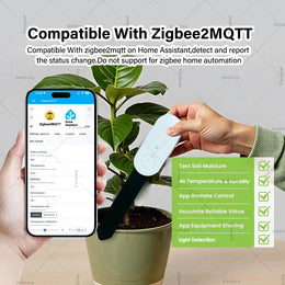 4 in 1 Zigbee Smart Soil Tester Luminance Humidity Temperature Moisture Sensor APP Real Time Monitor Works with Tuya Zigbee2Mqtt
