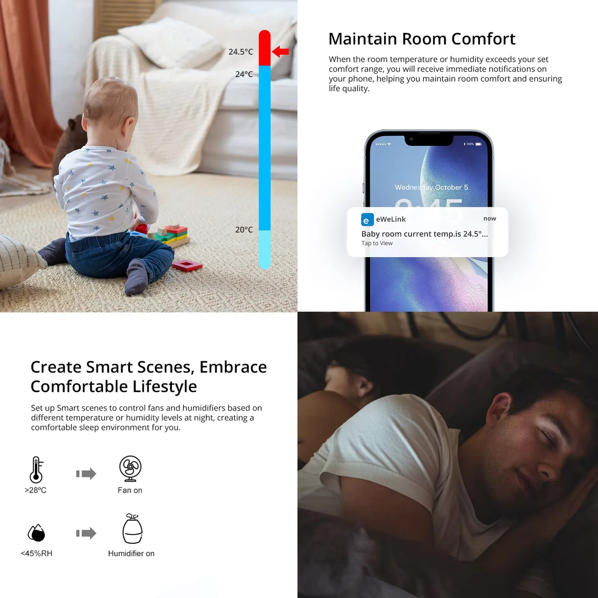 SNZB-02P Zigbee 3.0 Temperature Humidity Sensor ±0.2℃ Accuracy 4Y Battery Life Works Alexa Google Home Ewelink Smart Home
