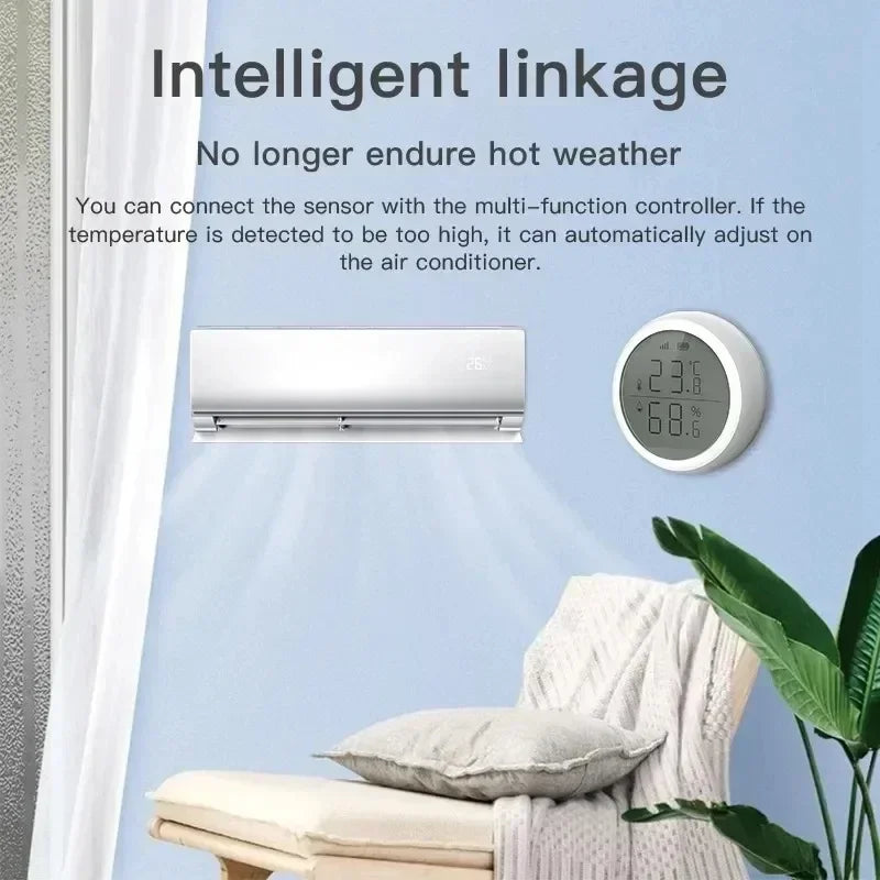 Zexef Tuya Smart Zigbee Indoor Thermometer Humidity Sensor LCD Display Application Voice Control Alexa Google Home