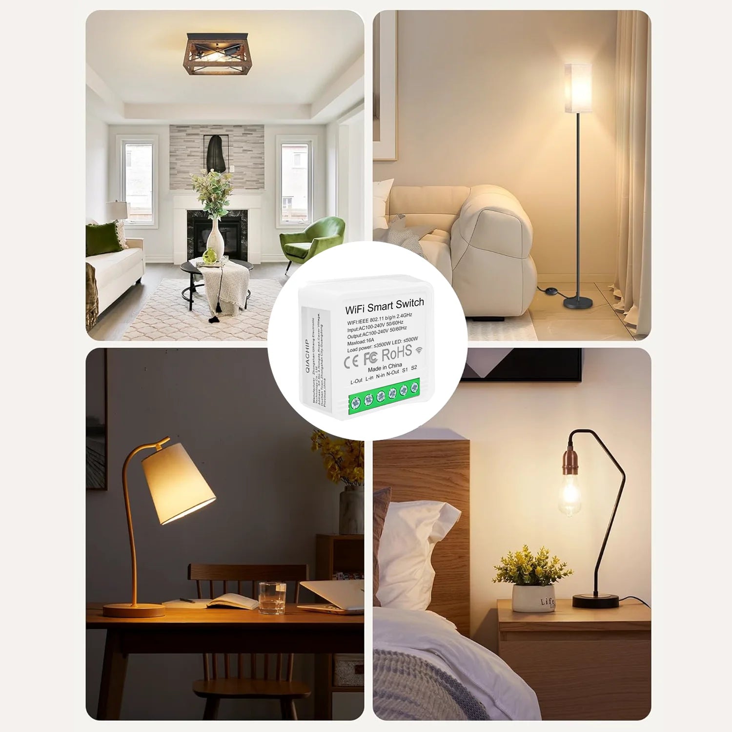 Wifi Smart Light Switch 2 Way Control Module AC 110V 220V Voice Control Ewelink APP Work with Alexa Google Home Alice
