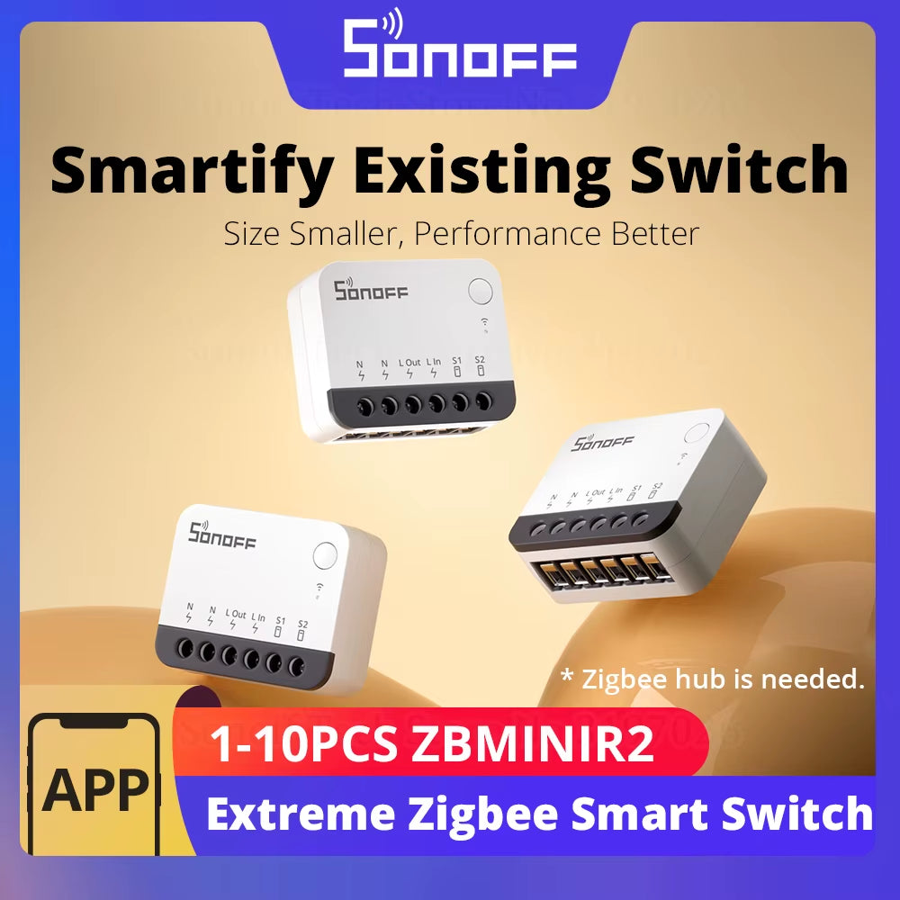 ZBMINIR2 Zigbee Smart Switch Detach Relay Mode External Switch Control Works with Ewelink Zigbee Gateway Required 1-4PCS