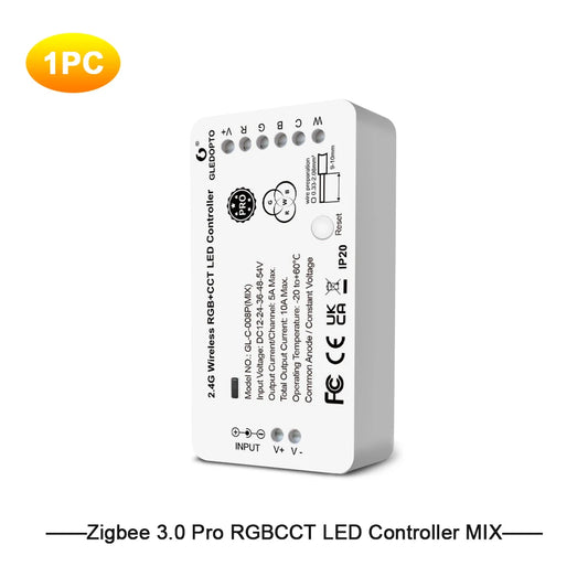 Zigbee3.0 LED Strip Controller RGBCCT Pro RGB White Light Mix Blend Homey Alexa Tuya Smartthings App RF Remote Control