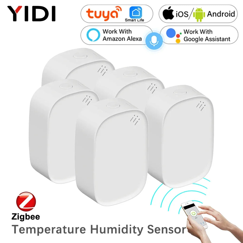 Tuya Zigbee Smart Temperature and Humidity Sensor Detector Battery Powered Zigbee Hub App Monitoring Work with Alexa Google Home