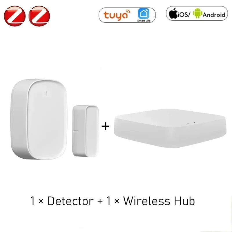 Tuya Zigbee Smart Window Door Gate Sensor Detector, Smart Home Security Alarm System Smart Life Tuya App Wireless Remote Control