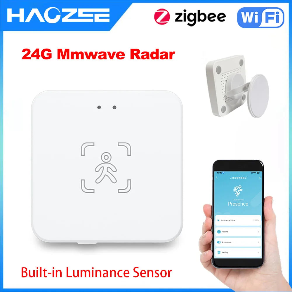 24G Zigbee Human Presence Detector Smart Human Body PIR Sensor Radar Detectormotion Sensors Support Home Assistant