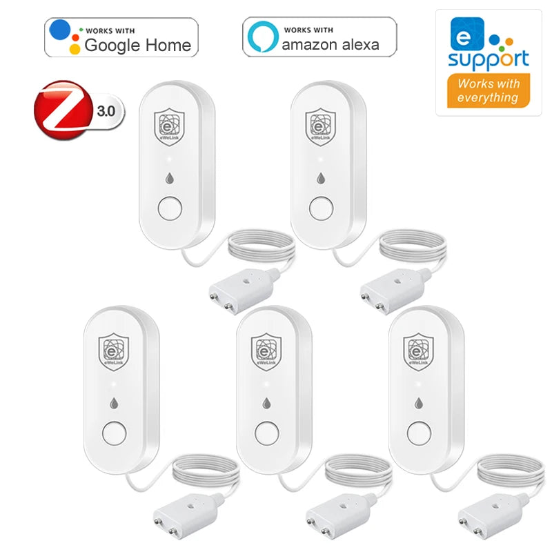 Ewelink Zigbee Water Leak Sensor Bathroom Overflow Leakage Detector Smart Home Alarm App Control Support Alexa Work with Gateway