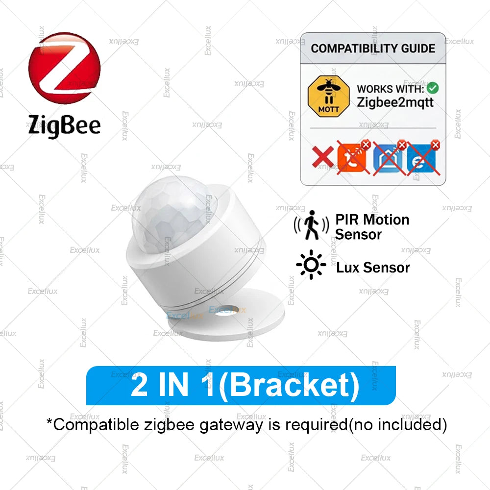 Zigbee 3.0 Smart PIR Motion Detector Optional Light Intensity Vibration Sensor Security Alarm System Support Home Assistant Z2M