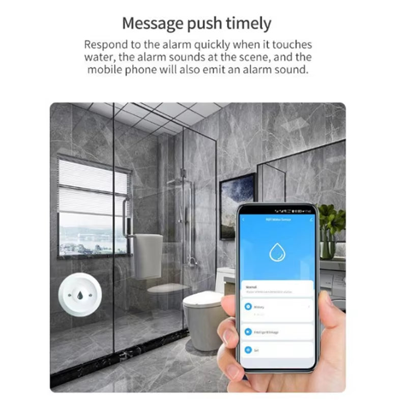 B50B-Zigbee TUYA Smart Water Leak Detector Flood Sensor Remote Monitoring via Tuya Zigbee Gateway Water Tank Full Alarm
