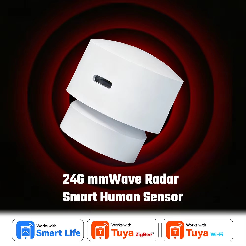 360 °Smart Human Presence Sensor for Zigbee 2.4G Mmwave Radar 20Ft Motion/15Ft Static Detection for Tuya Alexa Google Home Voice