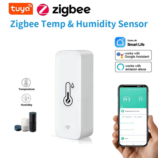 Tuya Smart Zigbee Temper & Humidity Sensor Smart Life App Home Automation Indoor Humiture Monitor Works with Alexa Google Home