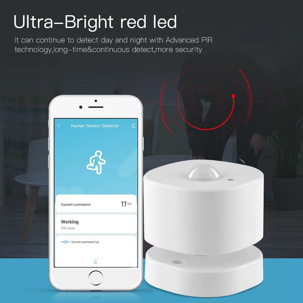 Tuya Zigbee Smart PIR Motion Sensor Human Sensor Detector with Brightness Low Battery Detection Features for Smart Home