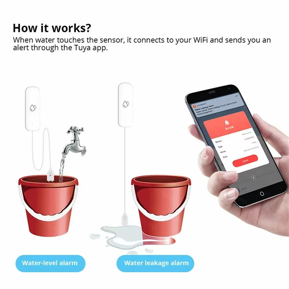 Tuya Smart Zigbee Water Leakage Sensor Alarm Water Detector Flood Leakage Sensor APP Remote Control Security Alarm System