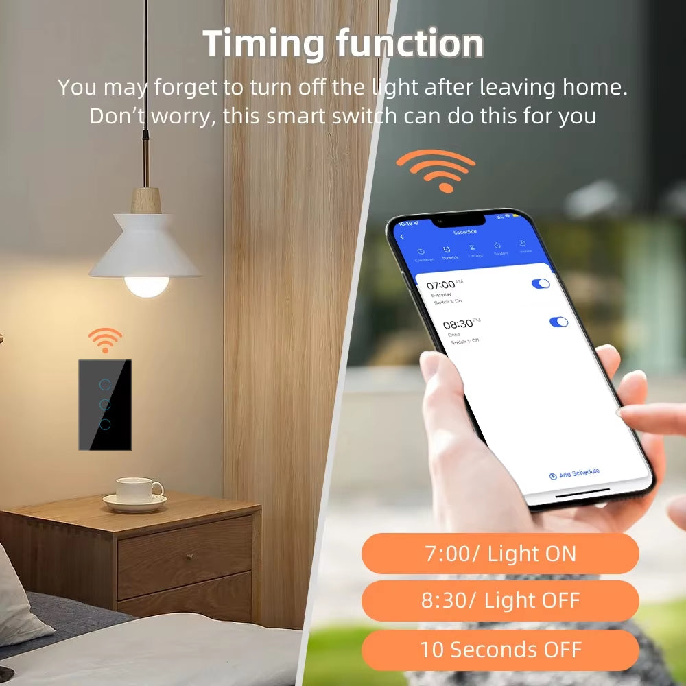 1 2 3 4 Gang Tuya Zigbee Smart Light 2-Way Control Touch Wall Switch With/No Neutral Wire Smart Life via Alexa Google Home Alice