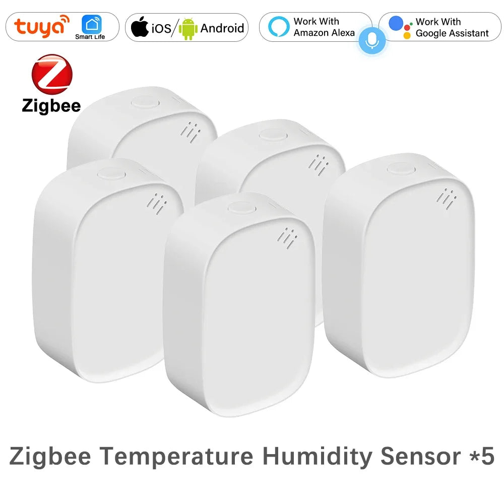 Tuya Zigbee Smart Temperature and Humidity Sensor Detector Battery Powered Zigbee Hub App Monitoring Work with Alexa Google Home