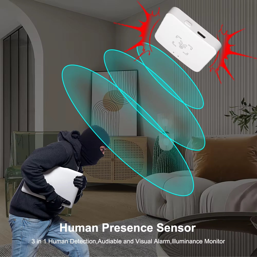 Zigbee Wifi Mmwave Human Presence Motion Sensor with Luminance/Distance Detection 5.8G 24G Radar Detector Support Home Assistant