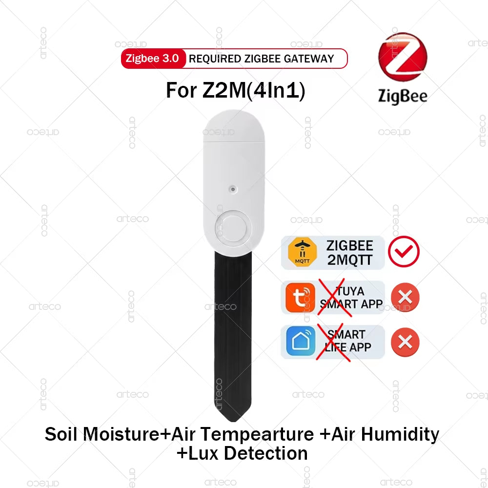 Zigbee Soil Moisture Sensor Temperature Humidity Meter Fertility Lux Light Tester for Tuya Smart Life Zigbee2Mqtt Home Assistant