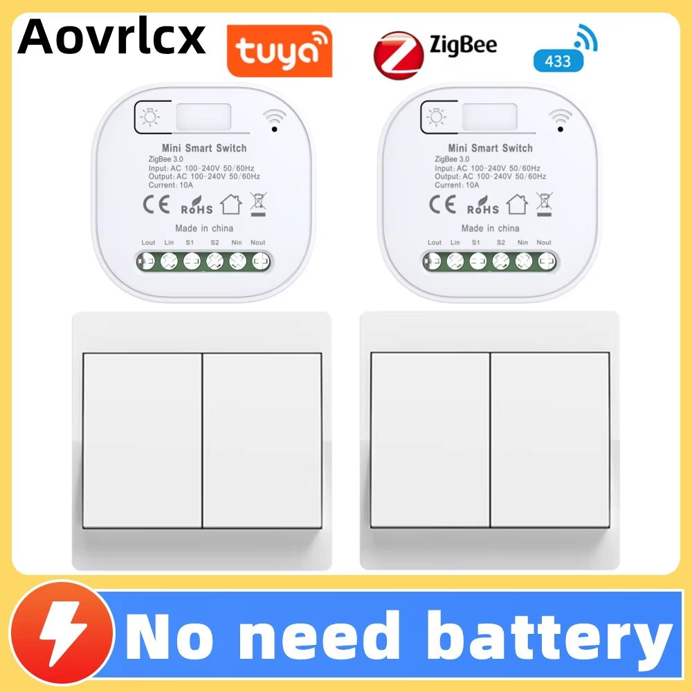 Tuya Zigbee Self Powered Diy Whole House Smart Switch No Battery Waterproof Wireless Remote Control Kinetic Switches Set