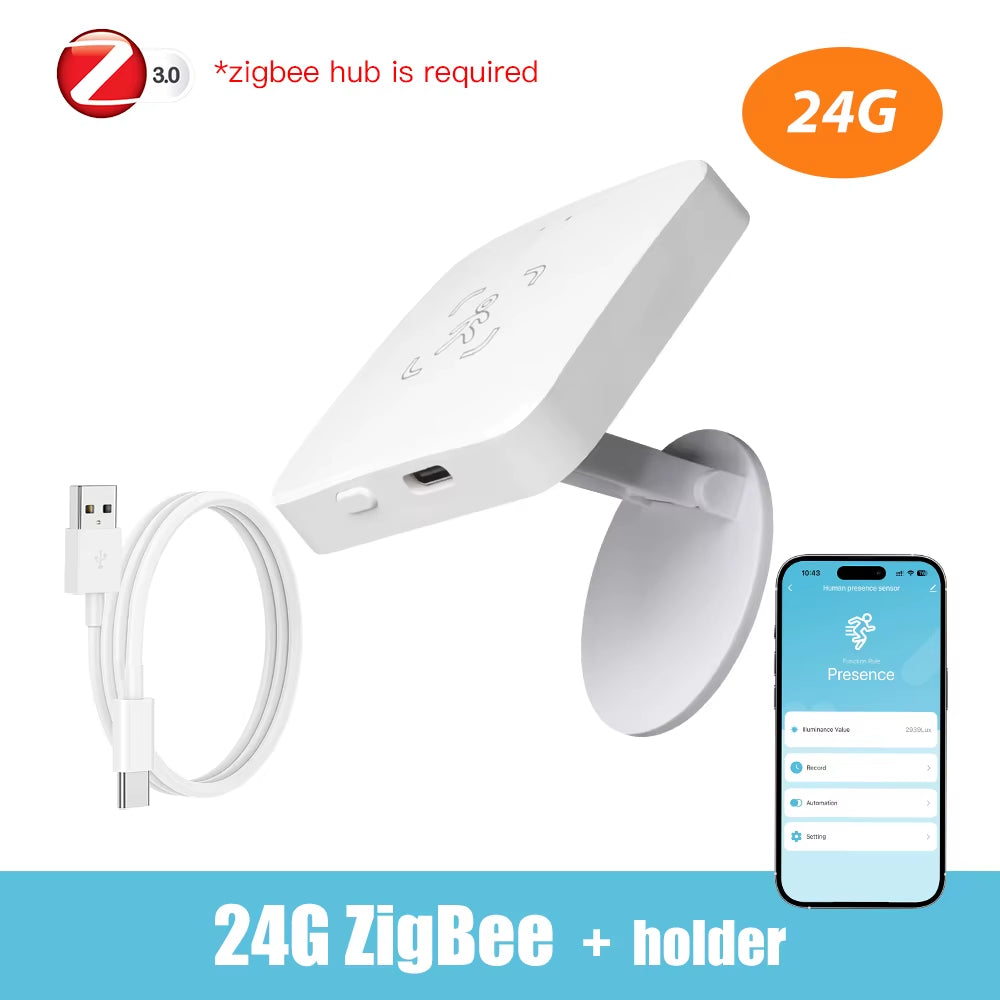 Zigbee Wifi Mmwave Human Presence Motion Sensor with Luminance/Distance Detection 5.8G 24G Radar Detector Support Home Assistant