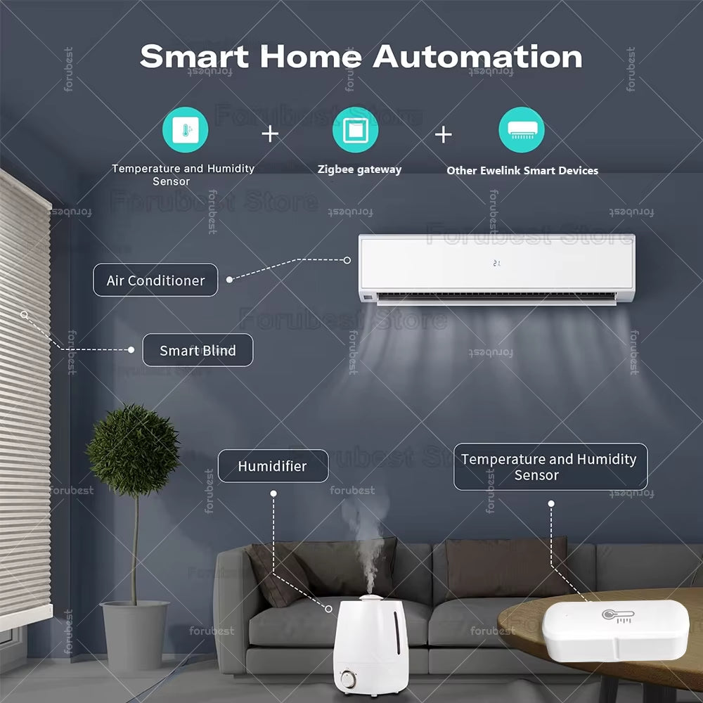 Zigbee Temperature and Humidity Sensor App Remote Monitor Smart Home Thermometer Detector for Ewelink Zigbee Bridge Alexa Alice