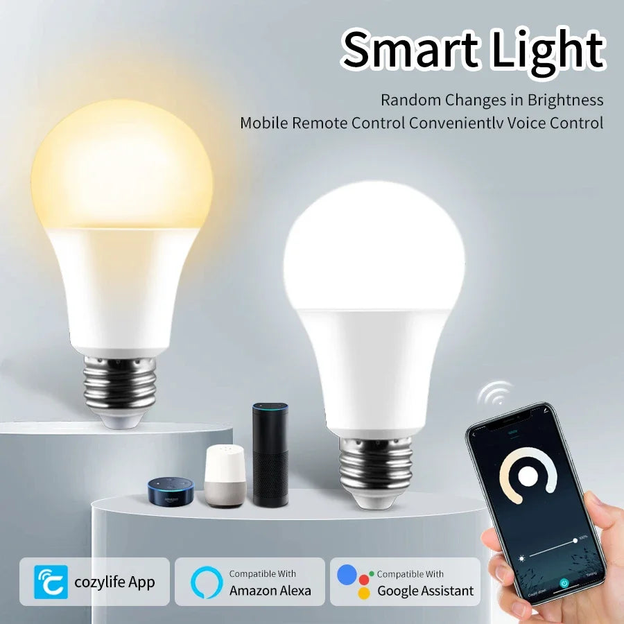 Cozylife 220V 110V Wifi Smart LED Bulb 12W 15W 20W E27 Cold & Warm Indoor Light Alexa Google Home Together APP Timing Dimming
