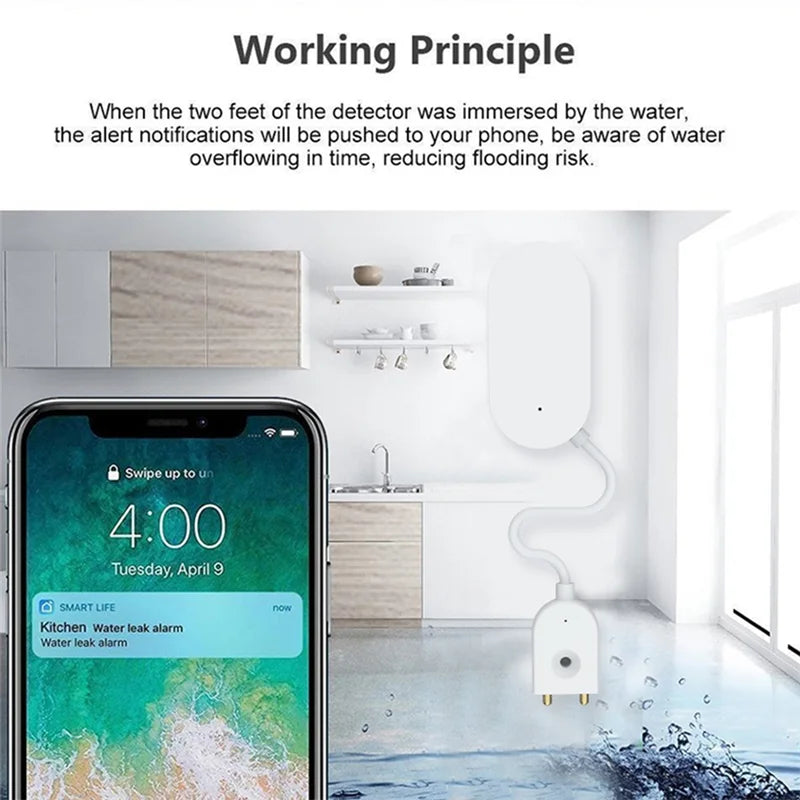 B29C-Tuya Zigbee Leak Sensor Water Leakage Detector Leakage Sensor Water Sensor Prevent Water Leakage for Smart Home