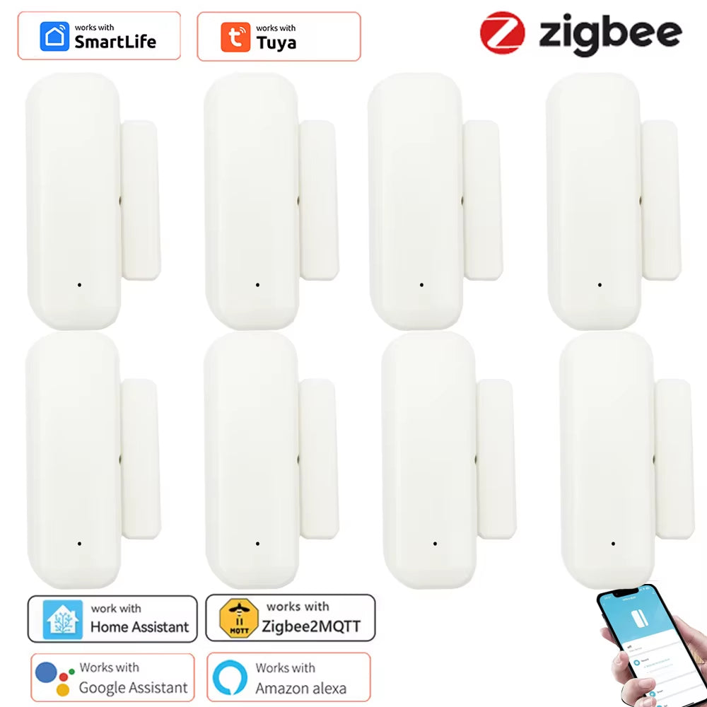 Tuya Zigbee3.0 Smart Window Door Gate Sensor Detector Smart Home Security Alarm System Smart Life Tuya App Remote Control