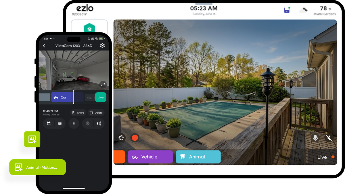 An AI detection camera system analyzes scene patterns and behaviors to detect anomalies, triggering real-time alerts for video security operations