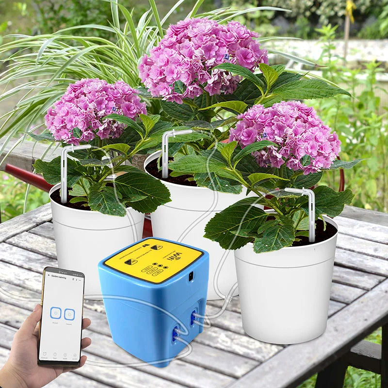 plant self watering devices Plants Automatic Watering Device Double Pump WIFI Mobile APP Remote Control Smart Garden Drip Irrigation Watering System Kit