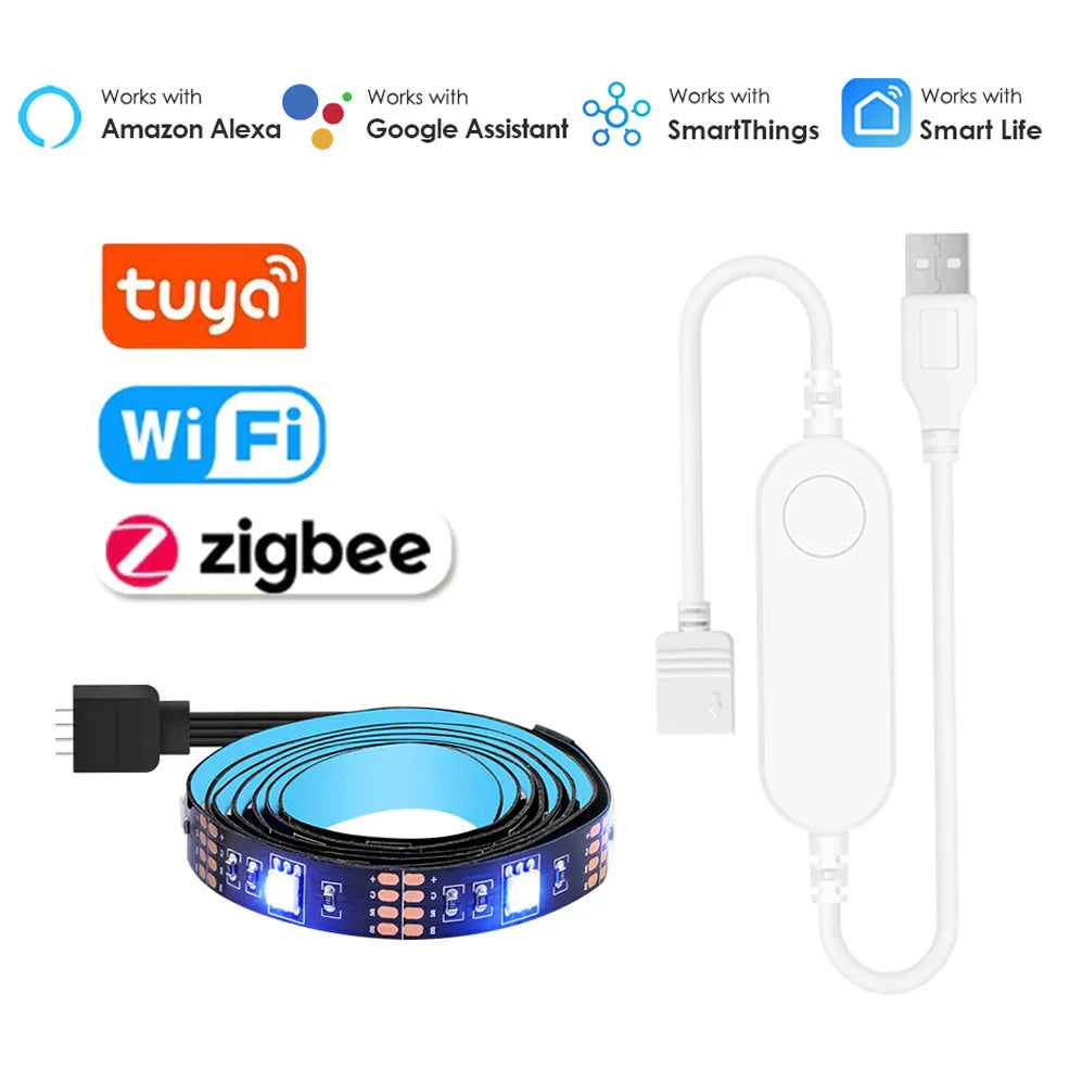 Smart Tuya Zigbee Led Strip Light Wifi USB TV Led Backlight Tape RGB L ...