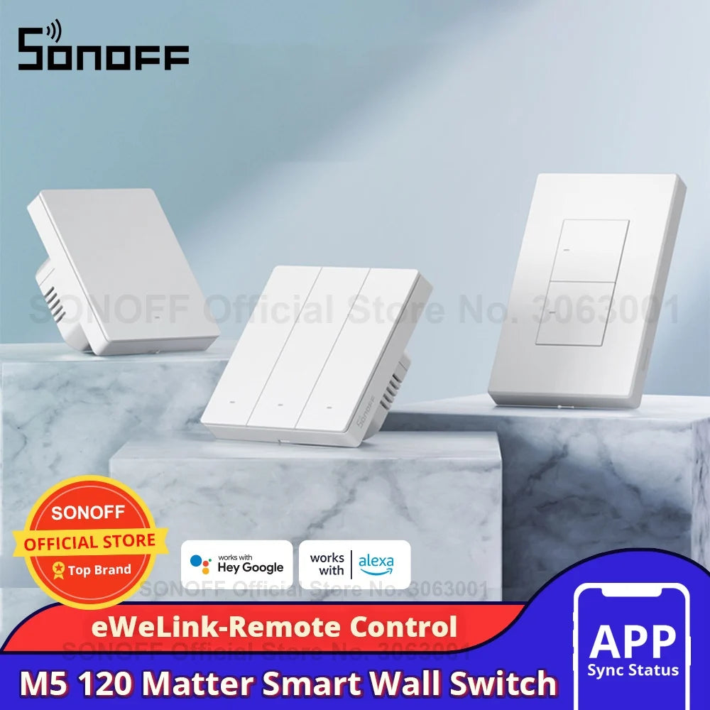 SONOFF M5 120 Matter SwitchMan Smart Wall Switch Physical Buttons eWeLink Remote Control Smart Home Works with Alexa Google Home