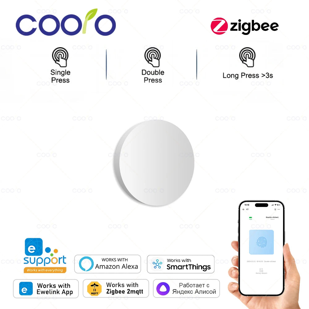Wireless Select Button Ewelink Zigbee Smart Push Button Wireless Switch Include Battery Remot ...