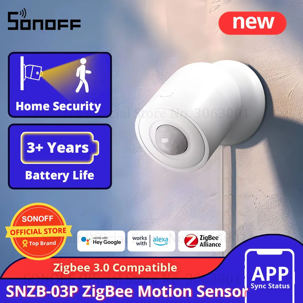 SONOFF SNZB-03P ZigBee Motion Detector Sensor 110° Smart Home Security Works with ZBBridge-P/ ZB Dongle-P/i Host/ NSPanel Pro
