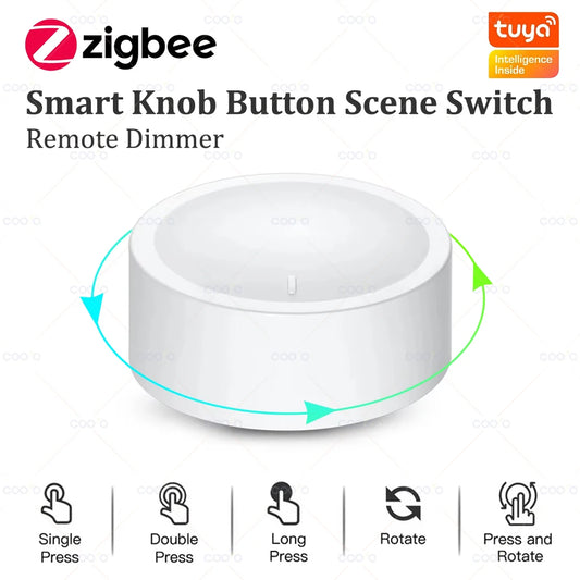 Tuya ZigBee Smart Knob Switch Wireless Scene Button Rotatable Dimmer Switch Home Appliances Automation Scenario Linkage Remoter