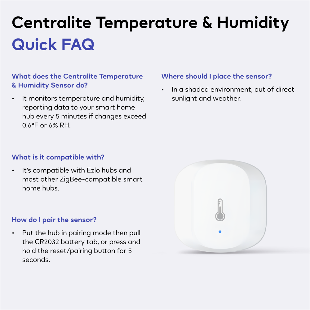 Centralite Temperature & Humidity Sensor — quick FAQ