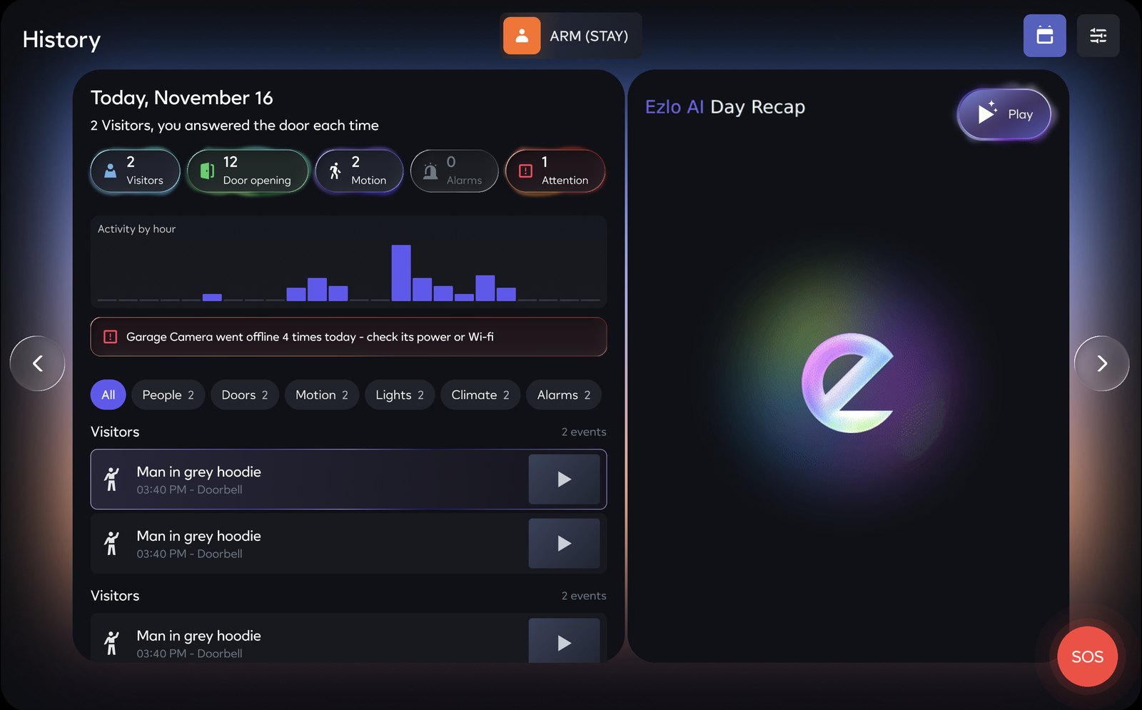 The Ezlo Protect touchscreen History with the Ezlo AI Day Recap